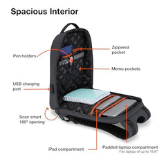 Nasher Miles Madison Passenger Workpack 22 Liters Water Resistant, Padded, Premium Reversed Polyester Black Yellow Laptop Backpack | USB charging| Unisex | Ideal For Office (Black & Yellow)