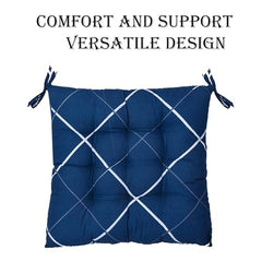Kuber Industries Chair Pad|Chair Cushion Pad|Chair Cushion with Ties (Blue)