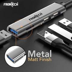 Frontech 8-in-1 Multi-Port Expansion Hub, Dual Input (USB-C & USB), High-Speed Data Transfer, Metal Matt Finish, Backed with 1 Year Warranty (NC-0058)