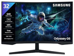 Samsung 32" (80cm) Odyssey G5 2K Curved Gaming Monitor|QHD 2560 X 1440|1000R Curved|165Hz|1ms(MPRT)|300nits|Ports-HDMI,DP,Headphone|DP Cable|HDR10|FreeSync|LS32CG550EWXXL|Black
