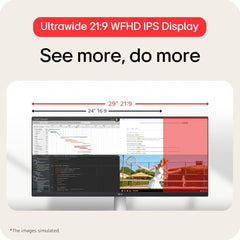 LG 29U511A 73 cm (29 Inch) UltraWide WFHD (2560x1080) IPS Monitor, 100Hz, 5ms(GtG), Anti-Glare, sRGB 99% (Typ.), HDR10, 3-Side Virtually Borderless, DP, HDMI, Headphone Out, Tilt Adjustable (Black)