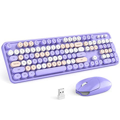MOFII Wireless Keyboard and Mouse Combo, Full Size, 2.4GHz, Windows, Purple