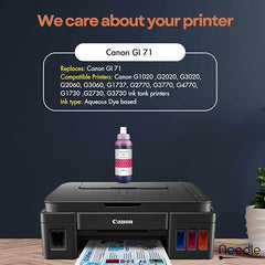 Needle GI 71 Compatible Refill Ink | Made in India | (CMYK 4x1 KG with EazyFill Cap) for Canon Pixma G1020 G2020 G3020 G2060 G3060 G1737 G2770 G3770 G4770 G1730 G2730 G3730 Printers