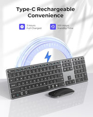 seenda SKM64-3 Wireless Bluetooth Keyboard Mouse Combo for Windows and Mac