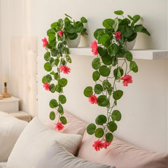 fancymart Artificial Flower Plant Home Décor with Small Size Pot | Pack of 2 | Plant Hanging for Home Decor | Office Decor (DESIGN-01)