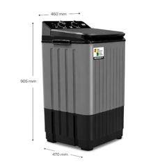 VW Visio World 8.5 kg semiautomatic Top Load Washer Only with Powerful Wash, V8 Supreme-Wash, Black/Grey