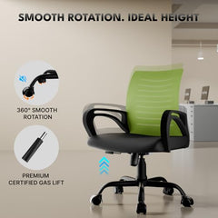 beAAtho® Verona Mesh Mid Back Ergonomic Office Chair with 3 Years Limited Warranty - Adjustable Height, Strong Metal Base, Revolving Study & Computer Chair for Work from Home (Grey)