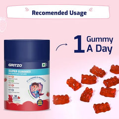 Gritzo Super Gummies Multivitamin for Kids, Orange, 2 x 30 Gummies