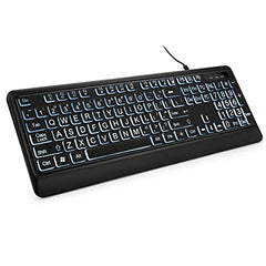 KOPJIPPOM Quiet USB Wired Computer Keyboard, Full Size with White Illuminated LED, Compatible for Windows, Mac OS Desktop, Laptop, PC, Gaming