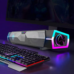 Ant Esports GS170 Gaming Speaker for PC, Stereo 2.0 USB Powered Desktop Speaker with 3.5 mm Aux-in, in-line Volume Control, RGB LED Lights Mini Multimedia Speakers for PC, Laptop, Tablet, Cellphone