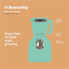 Butterfly ZieraBlack 1000 Watt Mixer Grinder | 6 Jars | Coarse Grinding Jar | Uniform Grinding - Tornado Blade & Lid | Smudge Free & Long Lasting Annealed SS Jars | Torx23 Motor| 5 Years Warranty