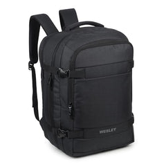 Wesley Luxur 45 Ltrs Overnighter Expandable Travel Laptop Backpack, Flight Cabin Approved Carry On with 16 inch Laptop Compartment, Anti Theft feature business/Travel/Weekender/college Charcoal Black