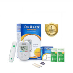 OneTouch Verio Flex glucometer with 10+50 Test Strips | Sync your results with OneTouch Reveal mobile app| Simple & accurate testing of blood sugar | Includes 10 Sterile Lancets + 1 Lancing device