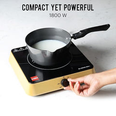 Cello Induction Cooker Blazing 600+ | 1800 Watt Induction Cooktop | 2-in-1 knob design with Grade Crystal Shiny Glass Plate | Compact and Portable | Multi-Purpose Use | Red