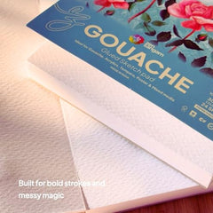 Zen Sangam Express your Mind - Square Gouache Glued Watercolor Sketch Paper Pad - 300 Gsm - Cold Pressed - 24 Sheets - Rough Grain Surface - Size (10.5Cm X 10.5Cm) - Gouache Book