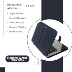 ENTHOPIA 13 to 14 Inches Folio Laptop Case Cover Vegan Leather Compatible for MacBook, Lenovo, Hp, Dell &Other Notebooks - Plain Cork