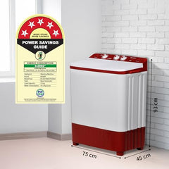 SHARP 9.0 kg, 5 star, Semi-Automatic Top Loading Washing Machine with HydroBlast Wash, Quadroniq Pulsator, 1300 RPM (ES-SD90NB-PR, Ruby Red, Pure Wave)