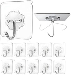 Shivstor 15 Pack Self Adhesive WallHook Heavy DutyHook for Hanging Without Drilling Transparent Nail Free StickyHook Strong Wall Hanger Set of 15 FlowerHook for Kitchen Bathroom Home Storage