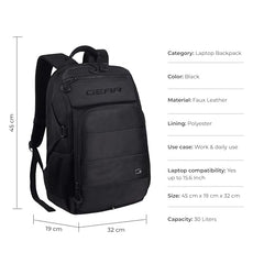 Gear Aspire 3 19"/35L Large Faux Leather Water Resistant Laptop Backpack | Casual Backpack | Daypack | Travel Backpack | College Bag For Men/Women (Brown - Brown)