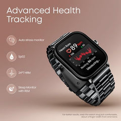 Fastrack MYND 1.93” AMOLED Display Smart Watch for Men & Women with AI Watch Faces,AI Chat,Offline Voice Commands,Curved Metallic Design,Functional Crown,BT Calling, Health Suite,100+ multisport modes