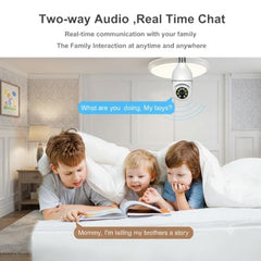 Vexcrion 360° WiFi Smart Security Camera with Dual Lens, 2-Way Audio, Night Vision, Motion Detection, Mobile App Remote View, Home CCTV Camera