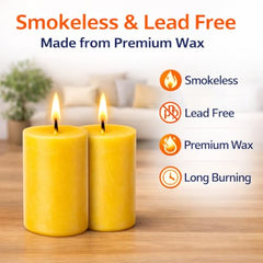 Pure Indian Candle Handpourd Sandalwood Amber Scented Yellow Wax Pillar Candle PICTL001 (Pack of 2 pcs.)