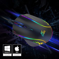 Ant Esports GM320 RGB Wired Gaming Mouse, 12800 DPI Optical Sensor, 8 Programmable Buttons with Rapid Fire, Ergonomic Design, RGB Lighting, Braided Cable, USB Gaming Mouse for PC, Laptop (Black)