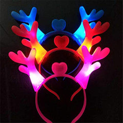 SYGA LED Flashing Light Up Antler Pattern Crowns Headband Hair Band Headdress for Party Decoration Party Caps (Red)