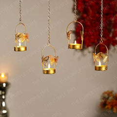The Purple Tree Aluminium Hanging Butterfly Tealight Candle Holders Combo Pack (Pack of 4)