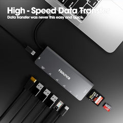 Sounce 4-Port USB 3.0 Hub for PC – High-Speed Aluminum USB Hub Compatible with PC, MacBook, Mac Pro, Mac mini, iMac, Surface Pro, and XPS. 4-Port High Speed USB Hub with Aluminium Shell
