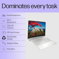 HP 15 Smartchoice, Intel Core Ultra 5 125H 12 TOPS, 24GB DDR5 (Upgradeable) 1TB SSD,Anti-Glare, FHD, 15''/39.6cm,Win11, M365*Office24, Silver, 1.65kg, FD1458TU, FHD Camera w/Shutter, Backlit AI Laptop