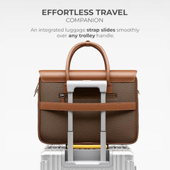 EUME Aristo Laptop Bags for Men & Women Office Use| with Padded Compartment | Vegan Leather & Nylon Fabric | Fits Up to 15.6" Laptop & MacBook, 13L, Rustic Brown