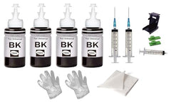 CANOFF Refill Ink for use All Inkjet, deskjet, officejet Printers and Cartringes for Hp priner cartridges &Canon Printer cartridges- 100ml Bottle (5ink,1Sy,1Tool Kit Set,4hand Gloves,2Teasue Paper)