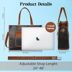 Womanix Laptop Tote Bag,14 inch Laptop Bag, Shoulder Bags With Back Trolley Strap, Casual Briefcase, Handbag for Travel, Office, College,Work