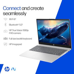 HP 15 Smartchoice, Intel Core Ultra 5 125H 12 TOPS, 24GB DDR5 (Upgradeable) 1TB SSD,Anti-Glare, FHD, 15''/39.6cm,Win11, M365*Office24, Silver, 1.65kg, FD1458TU, FHD Camera w/Shutter, Backlit AI Laptop