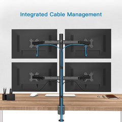 Gitru Quad Monitor Desk Mount, Free Stand for 4 Screens 14-27 Inch, VESA 75x75mm, 100x100mm, C Clamp Type