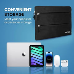360 Protective 16 Inch Laptop Sleeve Case & Charger Pouch with 2 Front Pockets & Carry Handle | Compatible with 15-16 inch HP, DELL, Asus, Mackbook Devices | Water-Resistant | Blue