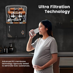 Kinsco Aqua Jazz ISI Copper Alkaline RO Water Purifier | RO + UV + UF + TDS + Copper Technology | Auto Start/Stop | 15L Tank Capacity | Black