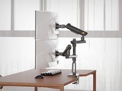 Dual Monitor Arm Stand for 27–50 Inch Screens | Heavy Duty Gas Spring Monitor Mount | Vertical & Horizontal Stacking | 2–15kg Each | VESA 75x75 & 100x100 | Full Motion Swivel Tilt Rotation | D9C