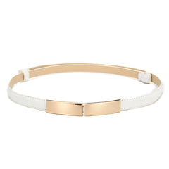 SYGA Women Leather Belt Thin Skinny Metal Gold Elastic Buckle Waistband 22-36 Waist Belt Dress Accessories