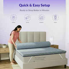 SleepyHug OrthoSoft Plus HR Foam Mattress Topper | 2 Inch Medium-Firm Support | Improves Back Support & Mattress Firmness | Quilted Cover | Anti-Skid Base | 78x72x2 Inches, Off-White