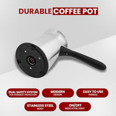 ARROM Elegant Electric Turkish Coffee Maker, 600ml Stainless Steel Kettle, Tea, Cofee, Milk, Melted Butter, Water Boiler with Power Switch, Cofee Maker Pot