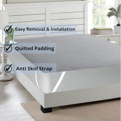 Trance Home Linen 100% Cotton Quilted Mattress Protector Single Siz Bed| Quilted Bed Cover |Water Resistant | Breathable 100% Cotton Pad with Elastic Straps on Corners (75x36 inch, Beige)