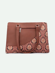 ZOUK Office Essential Bag | Jute | Vegan Leather Handcrafted Tote Bag With Double Handle Shoulder Strap | Bristel