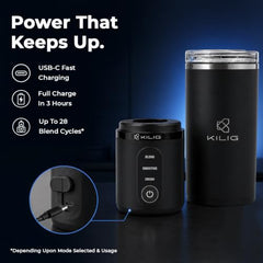 Kilig Vortex Blitz Portable Blender, Sip-Ready Jar Design, 470ml BPA-Free, USB-C Rechargeable, 3 Modes (Blend, Smoothie, Crush), 6 Blade system