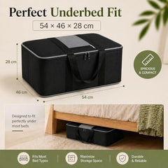 DALUCI Underbed Storage Bags for Clothes Pack of 4 Large Moisture Proof Organizer with Zipper Non Woven Foldable Storage Bag for Blanket Saree Wardrobe 54 x 46 x 26 cm (Black & Red - Large, 4 Pack)