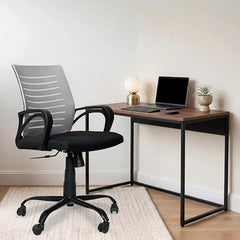Amazon Brand - Solimo Worklo Mid Back Office Chair for Work from Home | Study | Revolving | Computer (Heavy Duty Powder Coated Metal Base, Stylish Black Mesh)