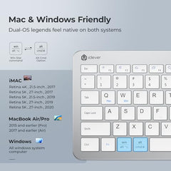 iClever GK08 Wireless Keyboard and Mouse - Rechargeable Ergonomic Keyboard with Number Pad, Silent Typing, 2.4G Stable Connection, Slim Design for Mac & Windows (Silver)