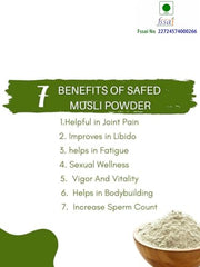 Organic Safed Musli Root Powder – 100g | Ayurvedic Supplement for Strength, Stamina, Vitality & Performance