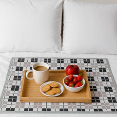 Homerz Premium Bed Server Food Mat Reversible Bed Server, Mattress Protector for Home | Food Mat for Kids, Size 36x36 inch, Double Side use Kitchen, Cupboard, Drawer, Wardrobe (Brown Lotus New)